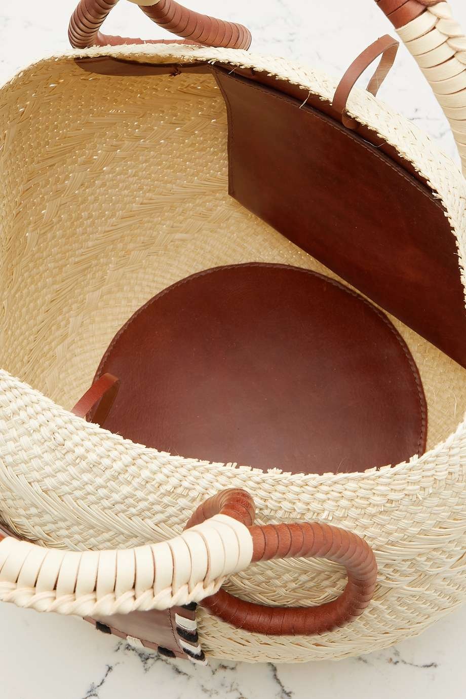 JOHANNA ORTIZ SUSTAIN Singing The Namba leather-trimmed raffia tote