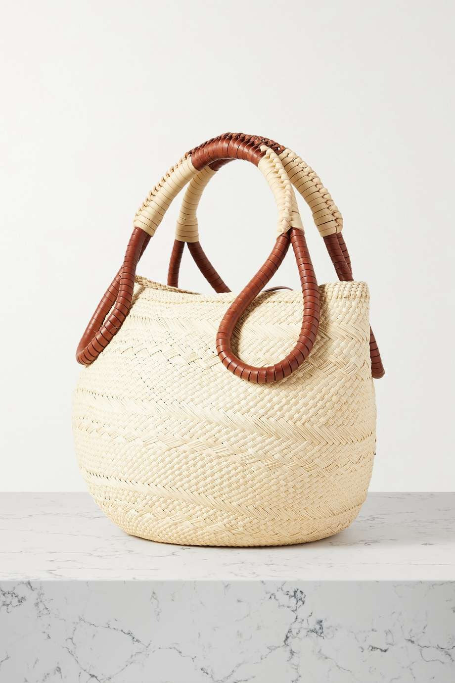 JOHANNA ORTIZ SUSTAIN Singing The Namba leather-trimmed raffia tote