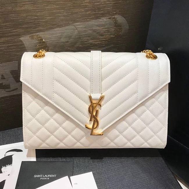 YSL Envelope Medium White Grain Leather 24x17.5x6 cm