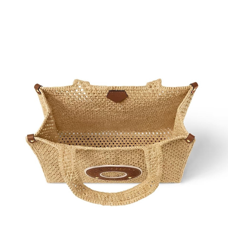 LOUIS VUITTON Raffia Calfskin By The Pool OnTheGo MM Natural 39x15x30cm