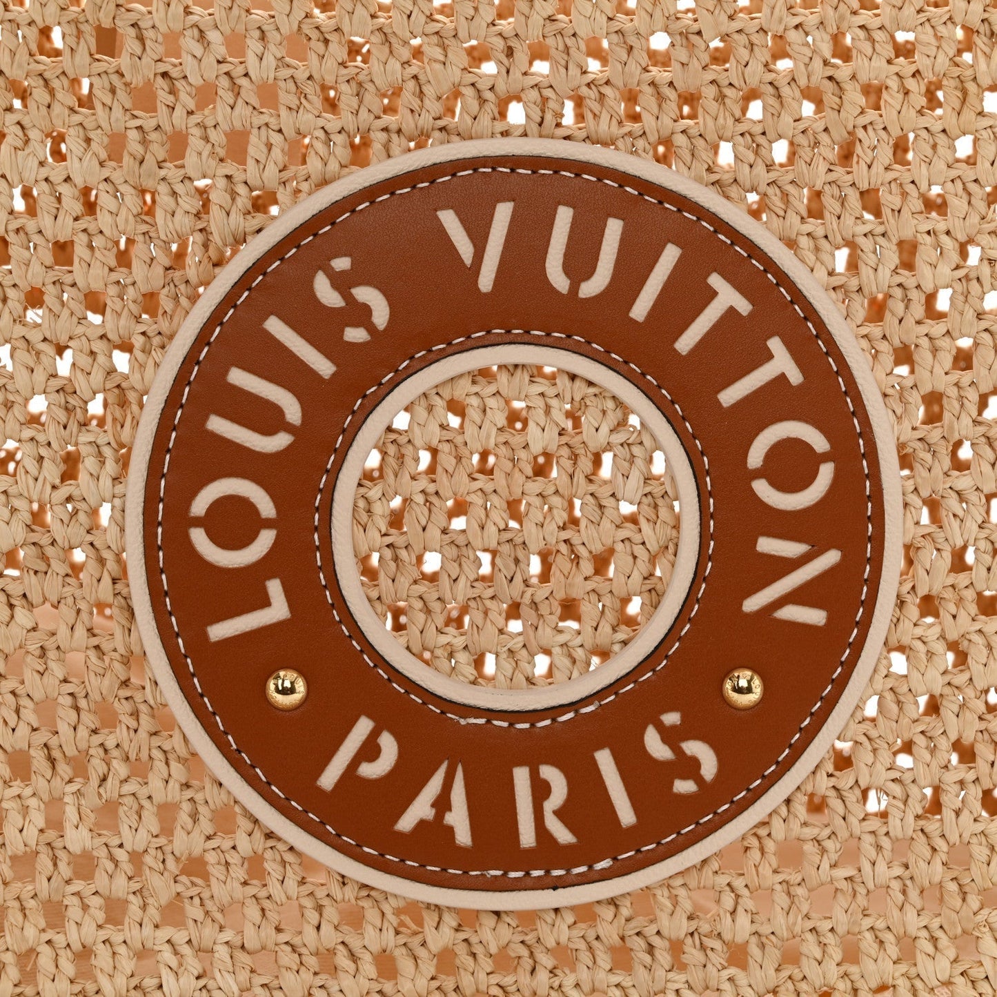 LOUIS VUITTON Raffia Calfskin By The Pool OnTheGo MM Natural 39x15x30cm